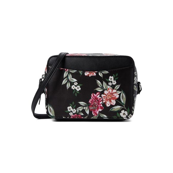 Calandra Mini Camera Crossbody Black Blooms Floral One Size V :| - Picture 1 of 4